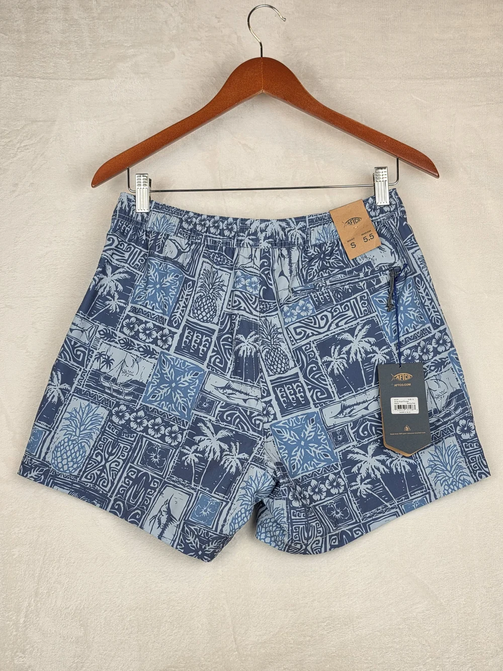 AFTCO Strike Shorts Mens S Bering Sea Print Fishing Swim Trunks NWT